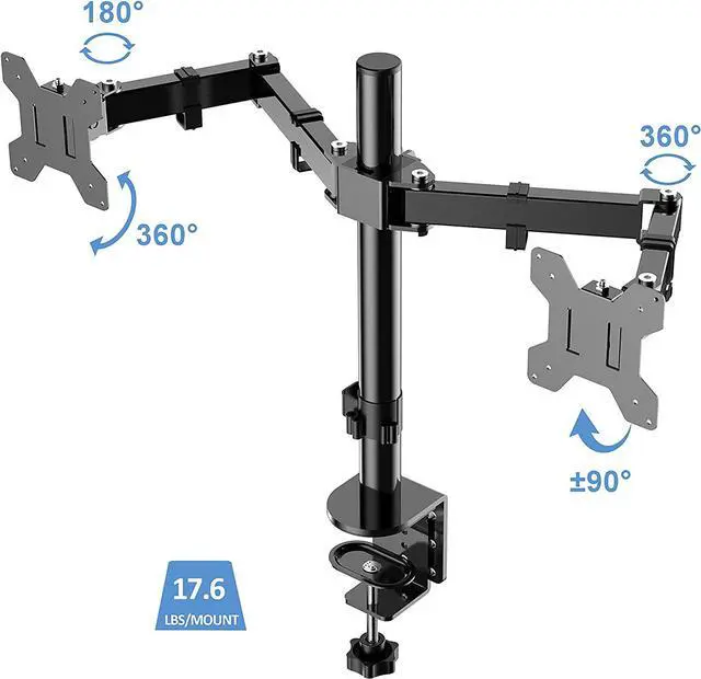 Alt view image 6 of 7 - Rocelco 40" Large Height Adjustable Standing Desk Converter with Dual Monitor Mount BUNDLE - Quick Sit Stand Up Computer Workstation Riser - Retractable Keyboard Tray - Black (R DADRB-40-DM2)