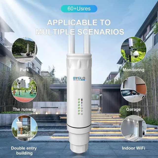Alt view image 2 of 7 - AC1200 Outdoor Weatherproof WiFi Range Extender High Power Long Range Wireless Internet Signal Extender Booster Support AP/Repeater/Router/Bridge Modes, Dual Band| 5GHz&2.4GHz| PoE Powered