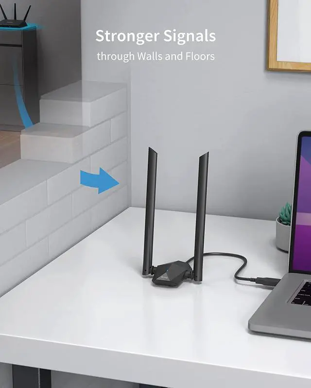 Alt view image 4 of 6 - AX1800 WiFi 6 Adapter High Gain USB WiFi Adapter for Desktop PC Laptop Long Range Wireless Network Adapter 5GHz 1201Mbps 2.4G 574Mbps MU-MIMO WiFi 6 USB with Wi-Fi Antennas for Windows 11/10