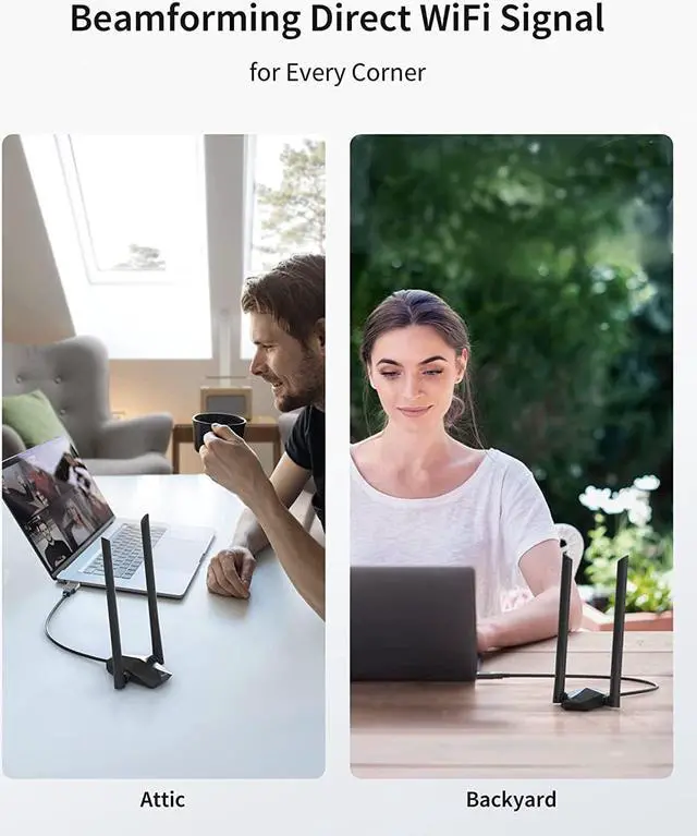 Alt view image 5 of 6 - AX1800 WiFi 6 Adapter High Gain USB WiFi Adapter for Desktop PC Laptop Long Range Wireless Network Adapter 5GHz 1201Mbps 2.4G 574Mbps MU-MIMO WiFi 6 USB with Wi-Fi Antennas for Windows 11/10