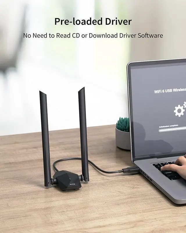 Alt view image 6 of 6 - AX1800 WiFi 6 Adapter High Gain USB WiFi Adapter for Desktop PC Laptop Long Range Wireless Network Adapter 5GHz 1201Mbps 2.4G 574Mbps MU-MIMO WiFi 6 USB with Wi-Fi Antennas for Windows 11/10
