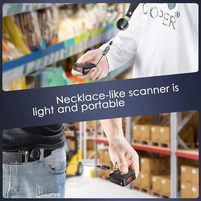Alt view image 4 of 7 - Eyoyo Wearable Glove Ring Bluetooth Barcode Scanner, Left&Right Hand Wearable,1D Finger Trigger Wireless Bar Code Reader Inventory with Retractable Lanyard Compatible with iPhone iPad Android Tablet