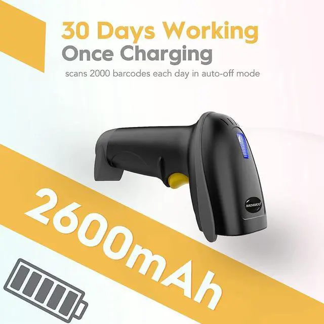 Alt view image 4 of 6 - NADAMOO Wireless Barcode Scanner 328 Feet Transmission Distance USB Cordless 1D Laser Automatic Barcode Reader Handhold Bar Code Scanner with USB Receiver for Store, Supermarket, Warehouse