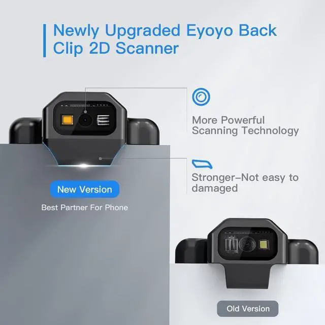 Alt view image 7 of 7 - Upgraded Eyoyo QR Code Scanner Bluetooth Android Barcode Scanner, Portable Back Clip Wireless 1D 2D UPC   Inventory Barcode Reader PDF417 Data Matrix Code Compatible with iPhone, Android Phone