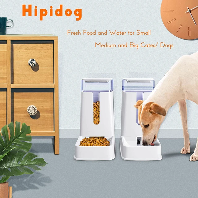 Alt view image 7 of 7 - Automatic Pet Feeder Small&Medium Pets Automatic Food Feeder and Waterer Set 3.8L, Travel Supply Feeder and Water Dispenser for Dogs Cats Pets (White)