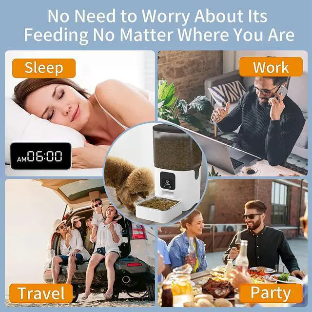 Alt view image 3 of 7 - Smart Automatic Cat Feeders: WiFi Pet Feeder with APP Control for Remote Feeding, Detachable for Easy Clean, Automatic Cat Food Dispenser with Alexa,1-30 Meals Per Day for Dog (6L/25Cup)