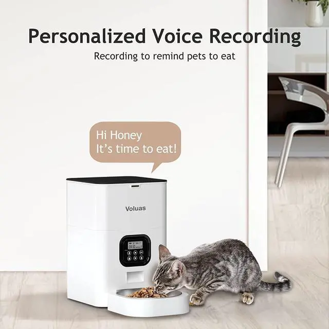 Alt view image 4 of 7 - Automatic Cat Feeders - Timed Pet Feeder for Cats and Dogs with Dry Food Dispenser, Desiccant Bag, Programmable Portion Control, 4 Daily Meals, 10s Voice Recorder