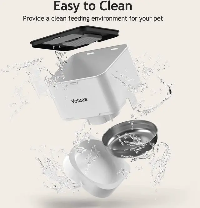 Alt view image 6 of 7 - Automatic Cat Feeders - Timed Pet Feeder for Cats and Dogs with Dry Food Dispenser, Desiccant Bag, Programmable Portion Control, 4 Daily Meals, 10s Voice Recorder