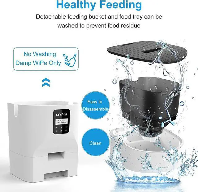 Alt view image 5 of 7 - MYPIN 7L Automatic Feeder for Cats Dogs Small Pets, Food Dispenser Timer Programmable and Portion Control up to 4 Meals/Day, Voice Recorder, Low Food Alarm and Infrared Detection