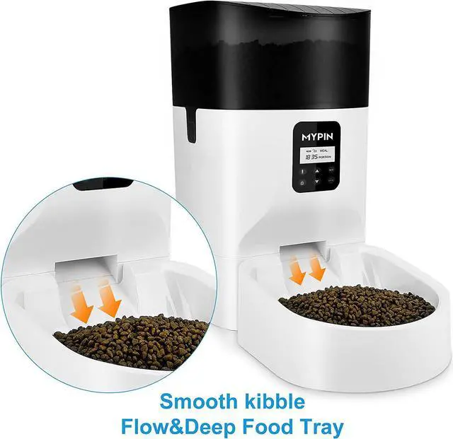 Alt view image 6 of 7 - MYPIN 7L Automatic Feeder for Cats Dogs Small Pets, Food Dispenser Timer Programmable and Portion Control up to 4 Meals/Day, Voice Recorder, Low Food Alarm and Infrared Detection