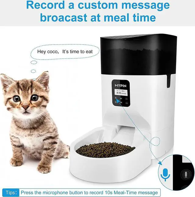 Alt view image 3 of 7 - MYPIN 7L Automatic Feeder for Cats Dogs Small Pets, Food Dispenser Timer Programmable and Portion Control up to 4 Meals/Day, Voice Recorder, Low Food Alarm and Infrared Detection