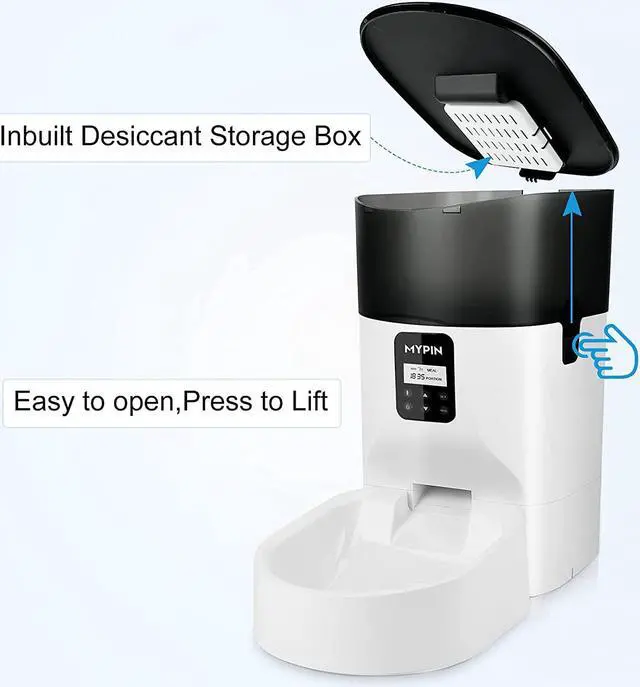 Alt view image 7 of 7 - MYPIN 7L Automatic Feeder for Cats Dogs Small Pets, Food Dispenser Timer Programmable and Portion Control up to 4 Meals/Day, Voice Recorder, Low Food Alarm and Infrared Detection