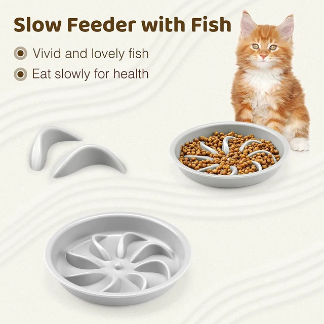 Alt view image 3 of 6 - Elevated Cat Slow Feeder Bowl: Anti-Vomiting Bloat Stop Raised Food & Water Bowl for Kitten Healthy Eating - No-Spill/Non-Slip Shallow Puzzle Bowl for Puppy Small Dogs