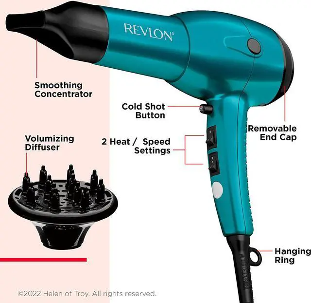 Alt view image 4 of 6 - Revlon Lightweight 1875W Fast Dry Hair Dryer, Blue
