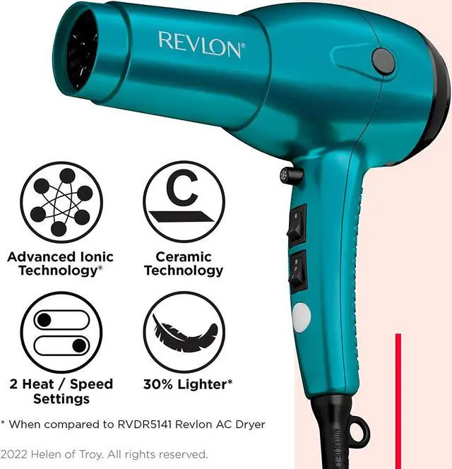 Alt view image 5 of 6 - Revlon Lightweight 1875W Fast Dry Hair Dryer, Blue