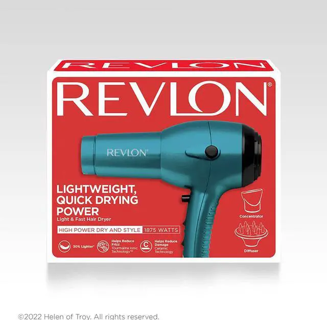 Alt view image 6 of 6 - Revlon Lightweight 1875W Fast Dry Hair Dryer, Blue