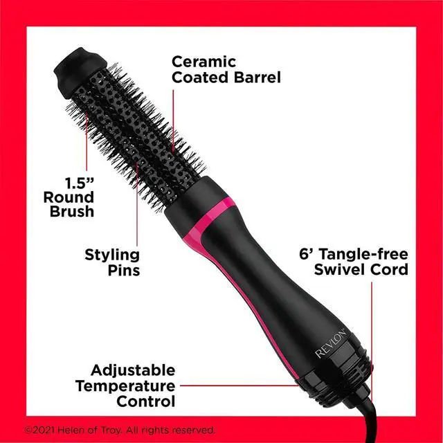 Alt view image 4 of 7 - Revlon One Step Root Booster Round Brush Dryer and Hair Styler, Fight Frizz and Add Volume (1-1/2 in)