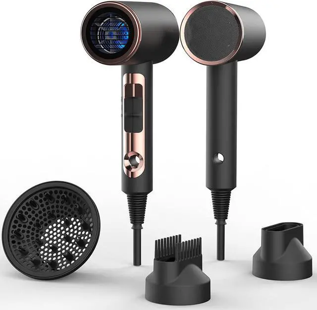 Main image of Funtin Hair Dryer, Blow Dryer with Diffuser Brush Comb for Women 4C Thick Curly Hair 1800w-Professional Black