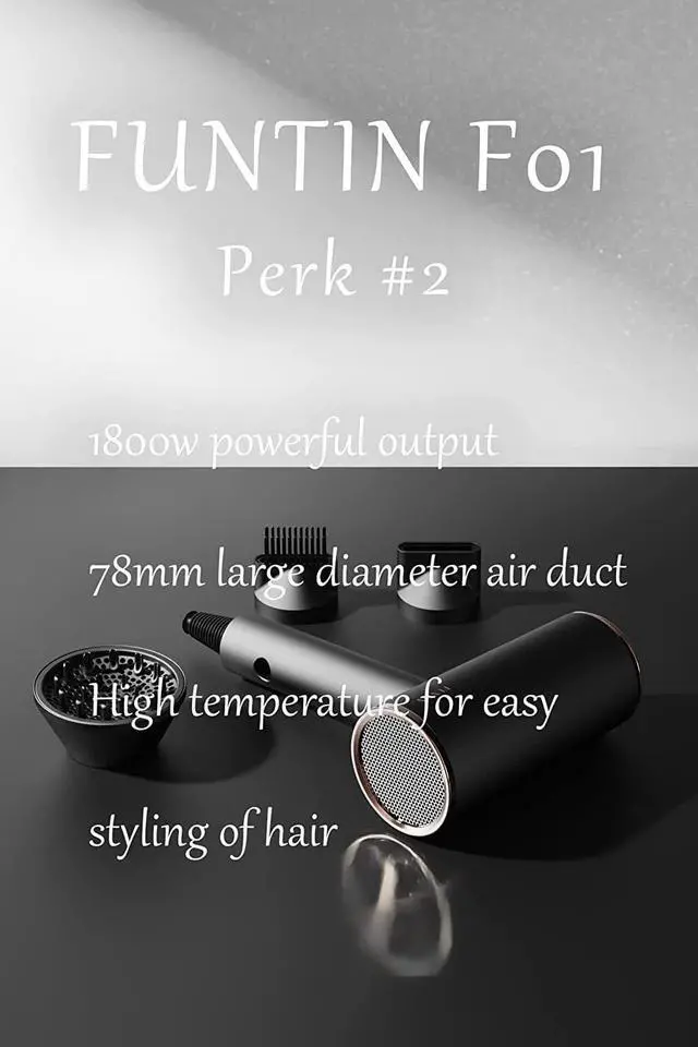 Alt view image 3 of 6 - Funtin Hair Dryer, Blow Dryer with Diffuser Brush Comb for Women 4C Thick Curly Hair 1800w-Professional Black