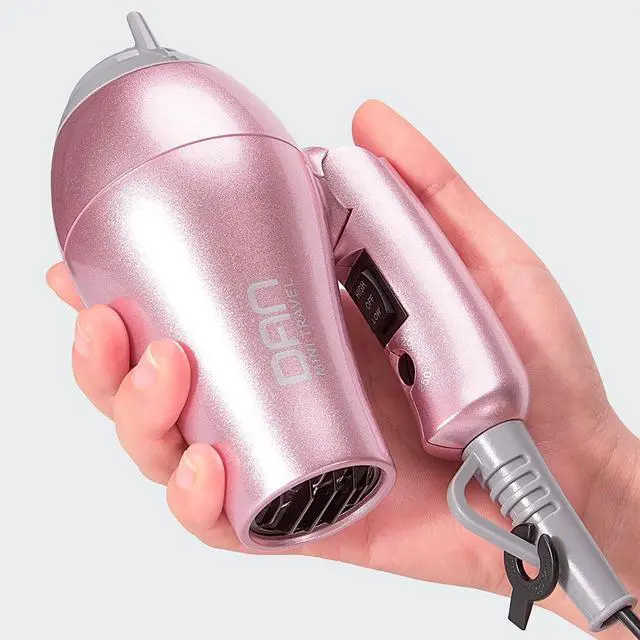 Alt view image 2 of 6 - Dan Technology Travel Hair Dryer,dual voltage hair dryer,mini blow dryer with Concentrator,small hair dryer with diffuser,European Hair Dryer with European Plug,pink blow dryer for Women