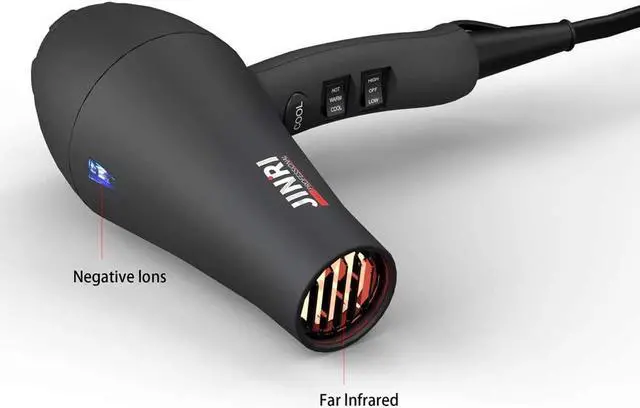 Alt view image 2 of 7 - JINRI Infrared Professional Salon Hair Dryer Ionic Hair Dryer with Diffuser & Concentrator Attachments for Curly Hair, Black (Large)