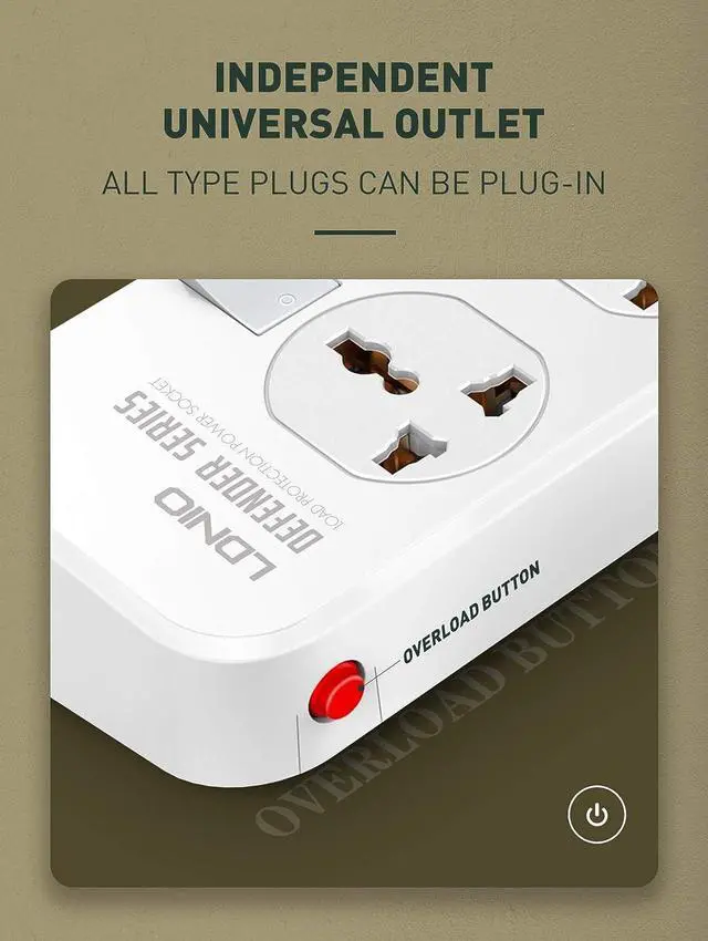 Alt view image 4 of 7 - MAXBROTHERS Multi Power Bar, Power Strip with USB Ports, 4 Universal Socket, Surge Protector, 4 Quick USB (5V 3.4A 17W), Independent Switch, 6.5ft Power Cord, Child Safe Door