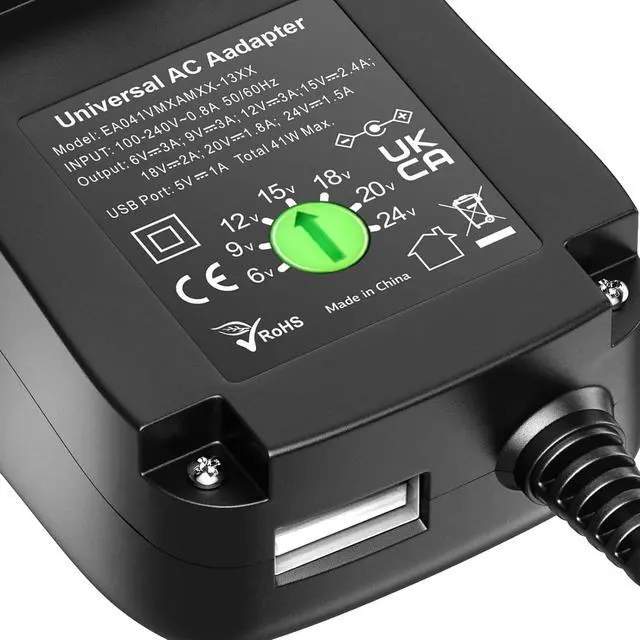 Alt view image 7 of 7 - Basicvolt Universal 41W Power Supply Cord Replacement AC/DC Adapter for 6V 9V 12V 15V 18V 20V 24V Household Electronics and LED Strip Lights,1500mA Max.