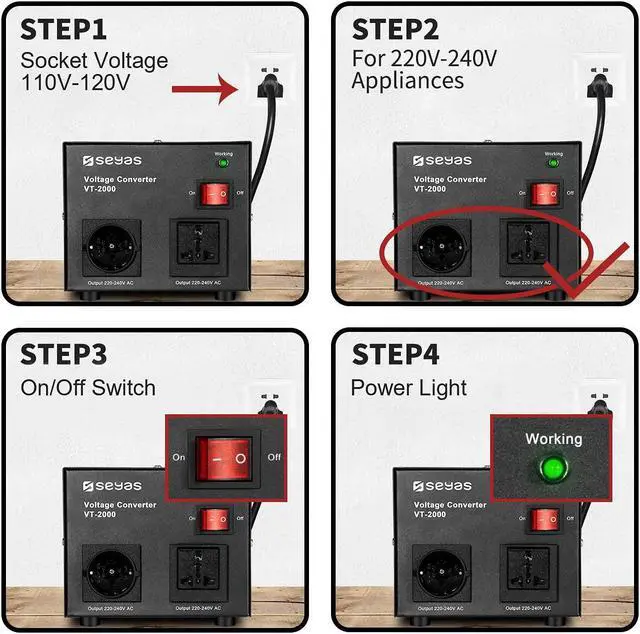 Alt view image 2 of 7 - 2000W Voltage Transformer Converter, Convert from 110-120 to 220-240 Volts Step up Transformer, Transformer Coil Overheat Protection, Short Circuit Protection, Black