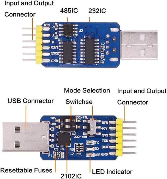 Alt view image 2 of 7 - WITMOTION USB-UART 6-in-1 USB to Serial Converter, Multifunctional (USB to TTL/RS485/232, TTL-RS232/485, 232 to 485), Universal Adapter Module with CP2102 Compatible with Windows 7/8/10,Linux, Arduino