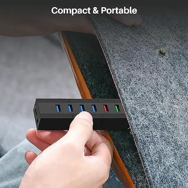 Alt view image 5 of 6 - Powered USB Hub, K&ZZ 6 Ports USB Hub 3.0 with 4 Faster Data Transfer Ports + 2 Smart Charging Ports, USB Hub Powered for Mac, PC, Laptop