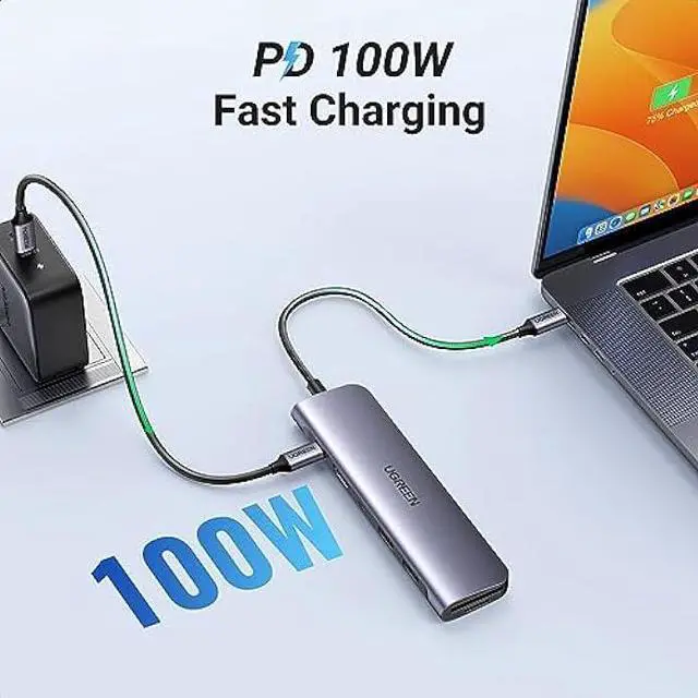 Alt view image 3 of 5 - UGREEN Revodok 1071 USB C Hub for Laptop 7 in 1 Dock 4K HDMI, 100W PD Charging, USB-C & 2 USB-A 5Gbps Data Ports, SD/TF Card Reader for MacBook Pro/Air, iPad Pro, XPS, Thinkpad