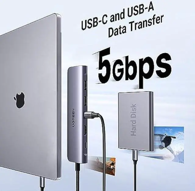 Alt view image 5 of 5 - UGREEN Revodok 1071 USB C Hub for Laptop 7 in 1 Dock 4K HDMI, 100W PD Charging, USB-C & 2 USB-A 5Gbps Data Ports, SD/TF Card Reader for MacBook Pro/Air, iPad Pro, XPS, Thinkpad