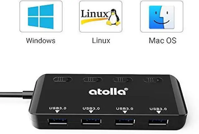 Alt view image 5 of 5 - USB 3.0 Hub Splitter - USB Extender 4 Port USB Ultra Slim Data Hub with Individual Power Switch and LED