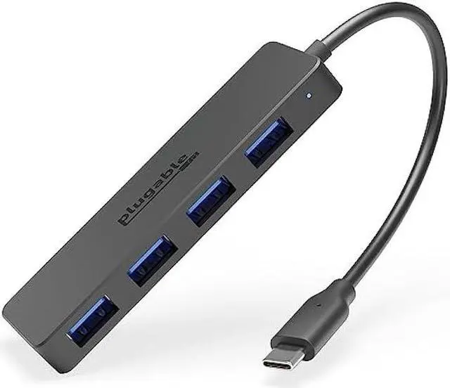 Main image of Plugable USB C to USB Adapter Hub, 4 Port USB 3.0 Hub, USB Splitter for Laptop, Compatible with Windows, MacBook Pro/Air, iPad Pro, Surface Pro, Chromebook, Linux, Android, Charging Not Supported