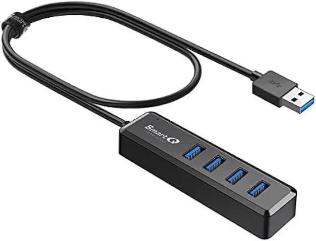 Main image of SmartQ H302S USB 3.0 Hub, 4-Port USB Expander with 2ft Long Cable, High-Speed Data Transfer, Compatible with Laptop, PC, Mac, Printer, External HDD