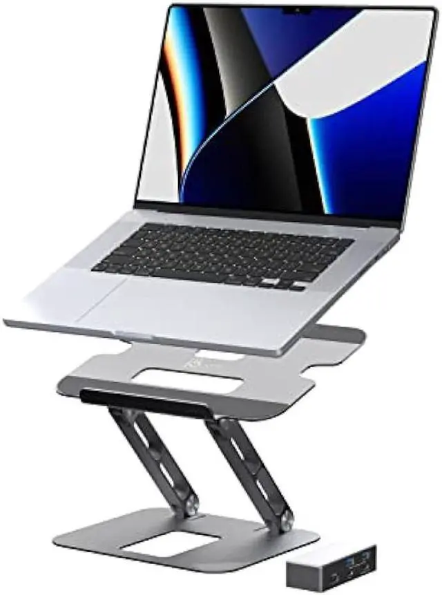 Main image of j5create Laptop Stand with USB C 4K  Display Hub - 2 USB A 5Gbps, PD 100W with USB-C 5Gbps | Aluminum Computer Riser for MacBook and Windows Notebook (JTS327)