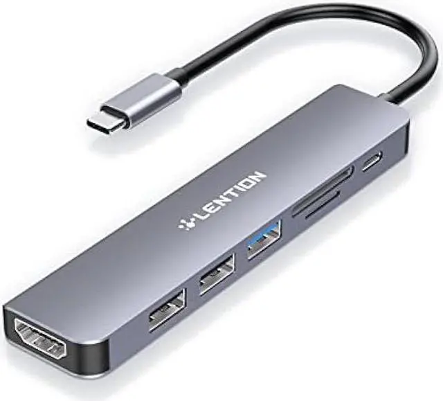 Main image of LENTION USB C Hub with 100W Charging, 4K HDMI, Dual Card Reader, USB 3.0 & 2.0 Compatible MacBook Pro, New Mac Air/Surface, Chromebook, More, Stable Driver Adapter (CB-CE18, Space Gray)