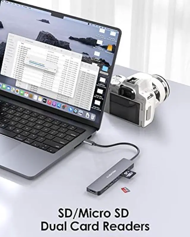 Alt view image 3 of 5 - LENTION USB C Hub with 100W Charging, 4K HDMI, Dual Card Reader, USB 3.0 & 2.0 Compatible MacBook Pro, New Mac Air/Surface, Chromebook, More, Stable Driver Adapter (CB-CE18, Space Gray)