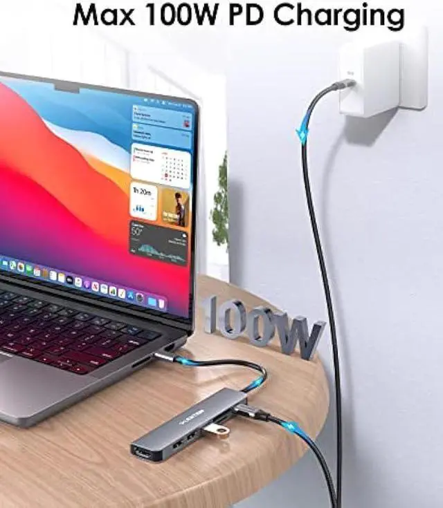 Alt view image 5 of 5 - LENTION USB C Hub with 100W Charging, 4K HDMI, Dual Card Reader, USB 3.0 & 2.0 Compatible MacBook Pro, New Mac Air/Surface, Chromebook, More, Stable Driver Adapter (CB-CE18, Space Gray)