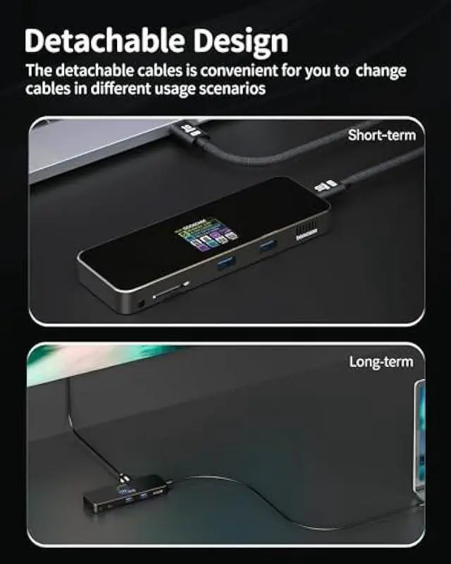 Alt view image 6 of 6 - DOCKCASE Visual Smart USB C Hub (9-in-1) with  Port 4K@60Hz, 100w PD Power Delivery, 4 USB-A Data Ports, 1 Gigabit Ethernet Port, 1 UHS-II TF/SD card slot for MacBook Air, MacBook Pro,XPS,and More