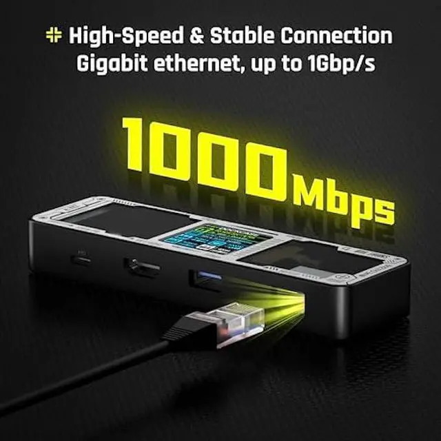 Alt view image 5 of 6 - DOCKCASE Explorer Edition Visual Smart USB C Hub (6-in-1) with  Port 4K@60Hz,Gigabit Ethernet,USB-C and 2 USB-A 5Gbps Data Ports, 100w PD Power Delivery, for MacBook Air/Pro, XPS, and More