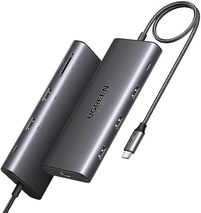 Main image of UGREEN Revodok Pro 10 in 1 USB C Hub Dual Monitor Docking Station with Dual 4K@60Hz Single 8K@30Hz USB A and USB C Data Port 100W PD Charging 1Gbps Ethernet, SD Card Reader for Dell XPS Thinkpad