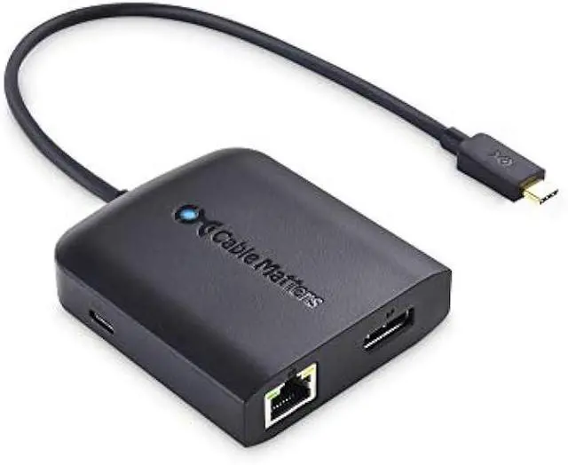 Main image of Cable Matters USB C Hub DisplayPort 100W, 4K@240Hz (USBC DisplayPort 1.4 Hub), 480Mbps Ethernet, 2X USB, 100W Host Charging in Black - Thunderbolt 4 / Thunderbolt 3 Port Compatible for MacBook Pro