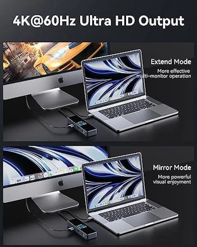 Alt view image 6 of 6 - DOCKCASE Visual Smart USB C Hub (6-in-1) with  Port 4K@60Hz, Gigabit Ethernet, USB-C and 2 USB-A 5Gbps Data Ports, 100w PD Power Delivery, for MacBook Air, MacBook Pro, XPS, and More