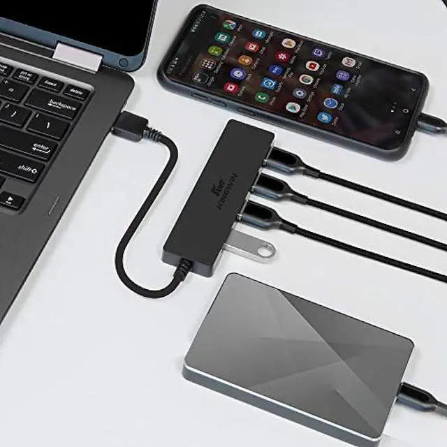 Alt view image 6 of 7 - Kingwin KWUC-HUB-4U3 4-Port USB 3.0 HUB Portable Design for Ultrabook, Laptop, PC & Tablet PC