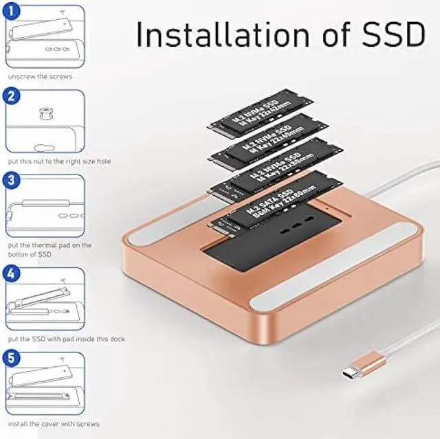 Alt view image 2 of 6 - USB C HUB for iMac 24 inch 2021, PULWTOP 7 in 1 USB Hub Adapter iMac Accessories with USB C 10Gbps 3*USB A SD/TF Card Reader, Docking Station Support Expand M.2 NVMe SSD (Not Included)