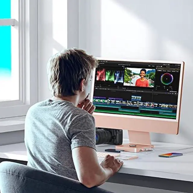 Alt view image 4 of 6 - USB C HUB for iMac 24 inch 2021, PULWTOP 7 in 1 USB Hub Adapter iMac Accessories with USB C 10Gbps 3*USB A SD/TF Card Reader, Docking Station Support Expand M.2 NVMe SSD (Not Included)