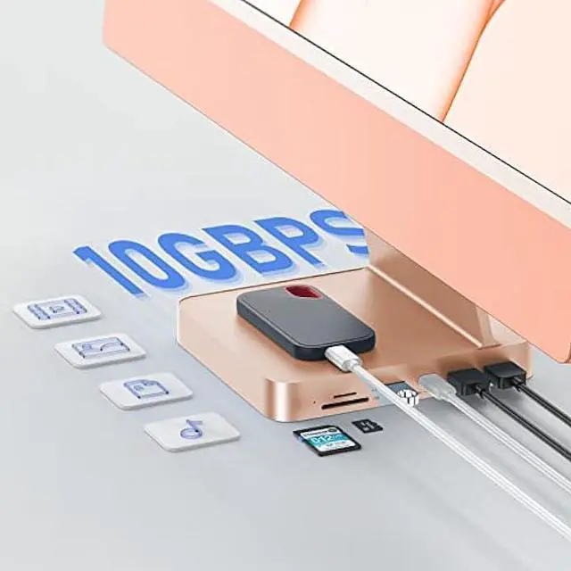 Alt view image 5 of 6 - USB C HUB for iMac 24 inch 2021, PULWTOP 7 in 1 USB Hub Adapter iMac Accessories with USB C 10Gbps 3*USB A SD/TF Card Reader, Docking Station Support Expand M.2 NVMe SSD (Not Included)