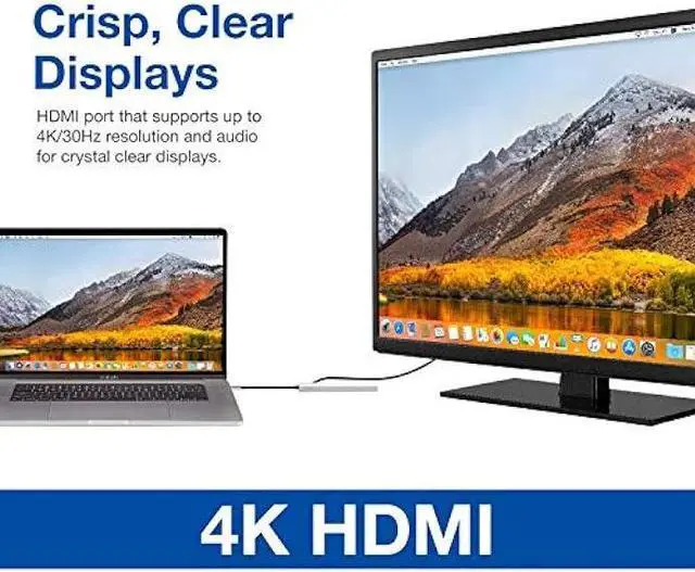 Alt view image 4 of 6 - Verbatim 6-in-1 USB C Hub Adapter with Dongle - 100W Power Delivery, USB 3.0 Ports, SD Card Readers, 3.5mm Audio Port for USB C Laptops