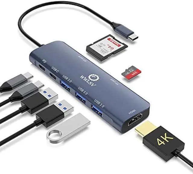 Main image of WWLSV USB C Hub Docking Station USB C to  8 in 1 Adapter (4K  USB3.0 SD/TF Card Reader 100W PD) Compatible with MacBook Pro/MacBook Air, XPS, Chromebook and More Type C Device